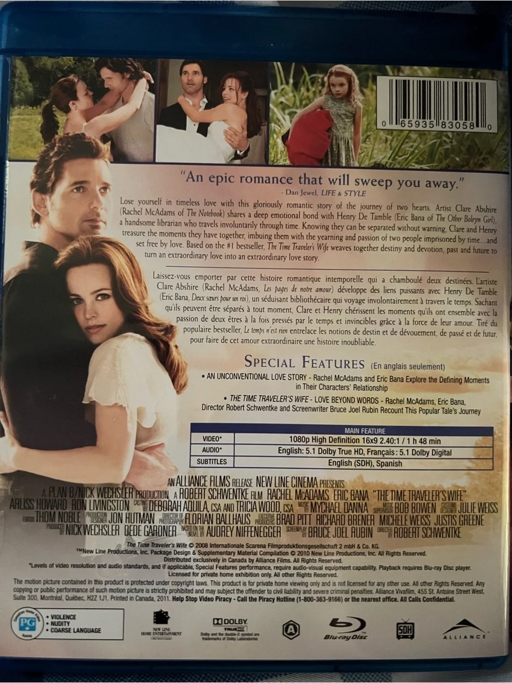 The Time Traveler's Wife Blu-ray - Rachel McAdams, Eric Bana